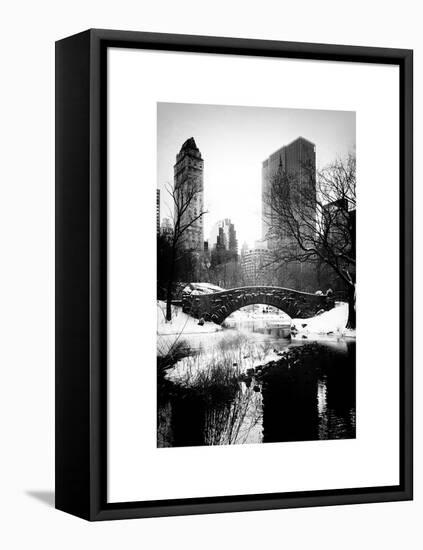 Snowy Gapstow Bridge of Central Park, Manhattan in New York City-Philippe Hugonnard-Framed Stretched Canvas