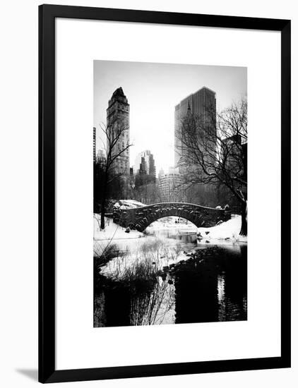 Snowy Gapstow Bridge of Central Park, Manhattan in New York City-Philippe Hugonnard-Framed Art Print