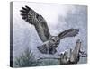 Snowy Landing-Russell Cobane-Stretched Canvas