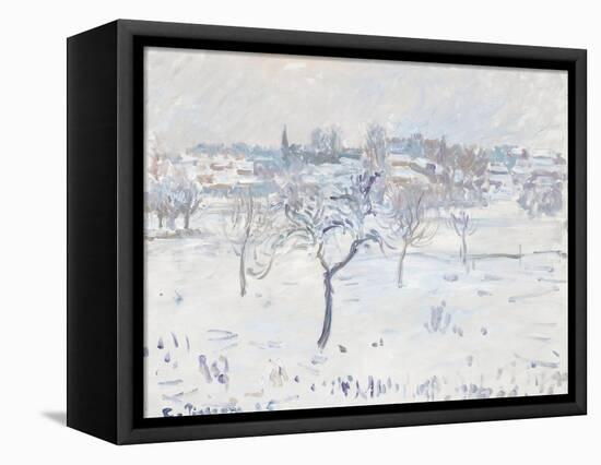 Snowy Landscape at Eragny with an Apple Tree, 1895-Camille Pissarro-Framed Stretched Canvas