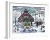 Snowy Maple Syrup Makers and Ice Skaters-Cheryl Bartley-Framed Giclee Print