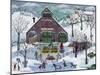 Snowy Maple Syrup Makers and Ice Skaters-Cheryl Bartley-Mounted Giclee Print