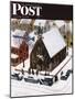 "Snowy Morning at Church" Saturday Evening Post Cover, January 6, 1951-John Falter-Mounted Giclee Print