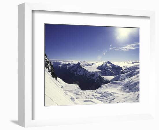 Snowy Mountain Top, New Zealand-Michael Brown-Framed Photographic Print