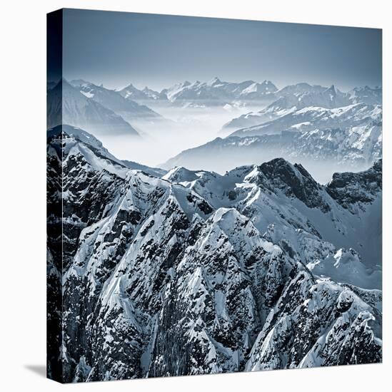 Snowy Mountains in the Swiss Alps. View from Mount Titlis, Switzerland.-Antonio Jorge Nunes-Stretched Canvas