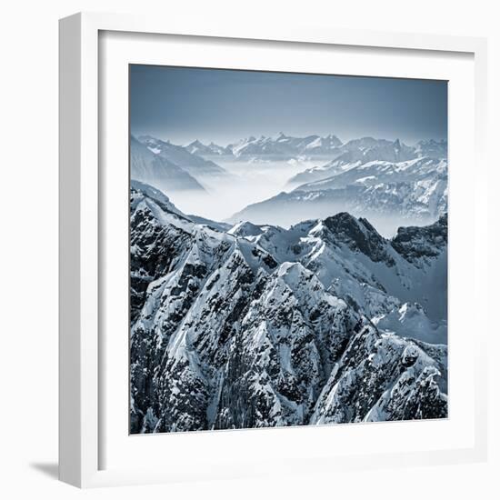 Snowy Mountains in the Swiss Alps. View from Mount Titlis, Switzerland.-Antonio Jorge Nunes-Framed Photographic Print