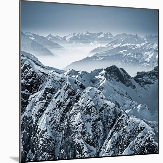 Snowy Mountains in the Swiss Alps. View from Mount Titlis, Switzerland.-Antonio Jorge Nunes-Mounted Photographic Print