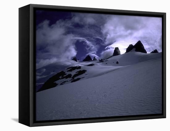 Snowy Mountains with Clouds, Chile-Michael Brown-Framed Stretched Canvas