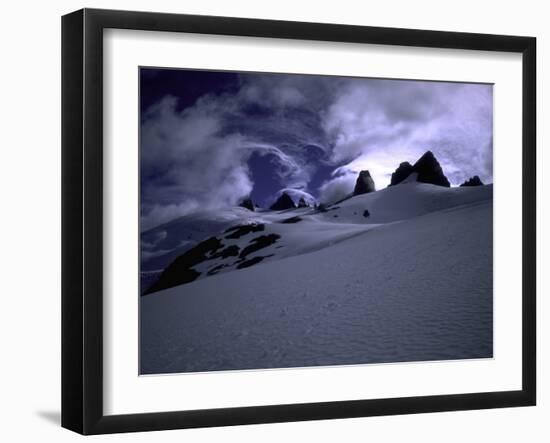 Snowy Mountains with Clouds, Chile-Michael Brown-Framed Premium Photographic Print