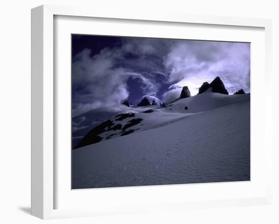 Snowy Mountains with Clouds, Chile-Michael Brown-Framed Premium Photographic Print