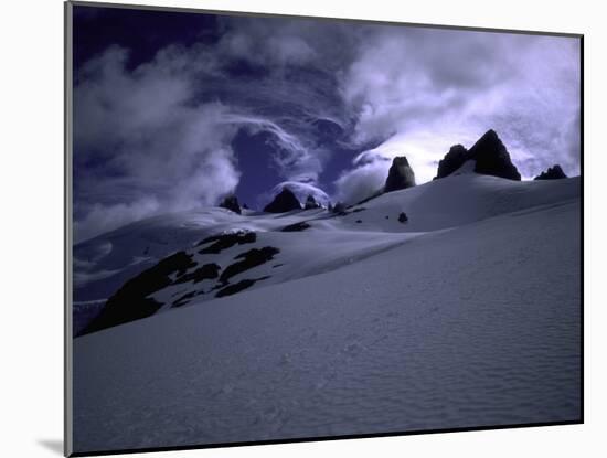 Snowy Mountains with Clouds, Chile-Michael Brown-Mounted Premium Photographic Print