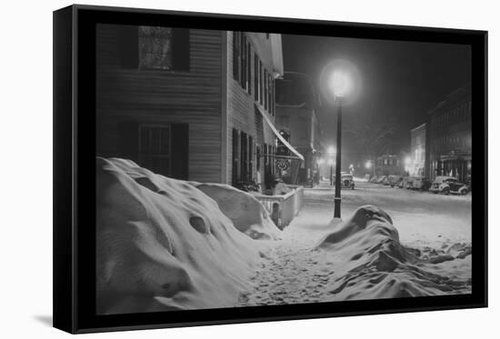 Snowy Night in Woodstock, Vermont-Marion Post Wolcott-Framed Stretched Canvas