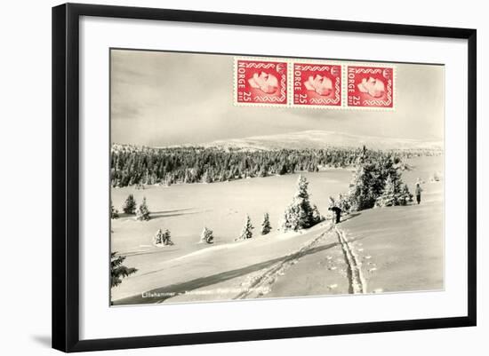 Snowy Norwegian Hillside-null-Framed Art Print