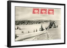 Snowy Norwegian Hillside-null-Framed Art Print