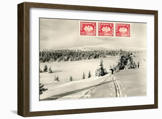 Snowy Norwegian Hillside-null-Framed Art Print