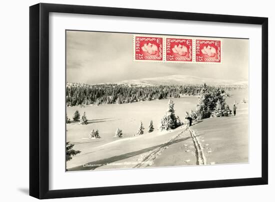 Snowy Norwegian Hillside-null-Framed Art Print