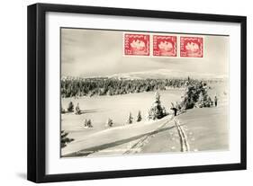 Snowy Norwegian Hillside-null-Framed Art Print