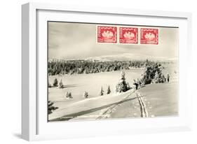 Snowy Norwegian Hillside-null-Framed Art Print