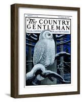"Snowy Owl in Forest at Night," Country Gentleman Cover, January 12, 1924-Paul Bransom-Framed Giclee Print