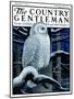 "Snowy Owl in Forest at Night," Country Gentleman Cover, January 12, 1924-Paul Bransom-Mounted Giclee Print