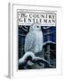 "Snowy Owl in Forest at Night," Country Gentleman Cover, January 12, 1924-Paul Bransom-Framed Giclee Print