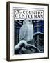 "Snowy Owl in Forest at Night," Country Gentleman Cover, January 12, 1924-Paul Bransom-Framed Giclee Print