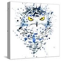 Snowy Owl T-Shirt Graphics, Snowy Owl Illustration with Splash Watercolor Textured Background. Illu-Faenkova Elena-Stretched Canvas