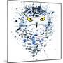 Snowy Owl T-Shirt Graphics, Snowy Owl Illustration with Splash Watercolor Textured Background. Illu-Faenkova Elena-Mounted Art Print