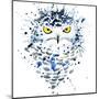 Snowy Owl T-Shirt Graphics, Snowy Owl Illustration with Splash Watercolor Textured Background. Illu-Faenkova Elena-Mounted Art Print