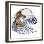 Snowy Owl T-Shirt Graphics, Snowy Owl Illustration with Splash Watercolor Textured Background.-Dabrynina Alena-Framed Premium Giclee Print