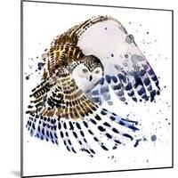 Snowy Owl T-Shirt Graphics, Snowy Owl Illustration with Splash Watercolor Textured Background.-Dabrynina Alena-Mounted Art Print