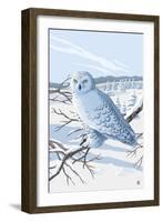 Snowy Owl-Lantern Press-Framed Art Print