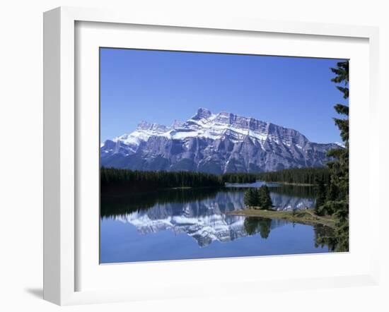 Snowy Peak of Mount Rundle Reflected in the Water of Two Jack Lake, Banff National Park, Alberta-Pearl Bucknall-Framed Photographic Print