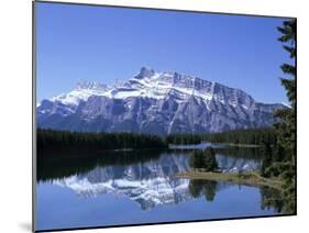 Snowy Peak of Mount Rundle Reflected in the Water of Two Jack Lake, Banff National Park, Alberta-Pearl Bucknall-Mounted Photographic Print