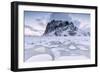 Snowy Peaks and Ice Frame the Typical Fishermen Houses Called Rorbu, Eggum-Roberto Moiola-Framed Photographic Print