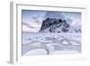 Snowy Peaks and Ice Frame the Typical Fishermen Houses Called Rorbu, Eggum-Roberto Moiola-Framed Photographic Print