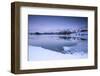 Snowy Peaks are Reflected in the Frozen Lake Jaegervatnet at Dusk, Lapland-Roberto Moiola-Framed Photographic Print