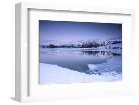 Snowy Peaks are Reflected in the Frozen Lake Jaegervatnet at Dusk, Lapland-Roberto Moiola-Framed Photographic Print