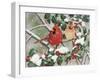 Snowy Perch - Cardinals-William Vanderdasson-Framed Giclee Print