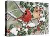 Snowy Perch - Cardinals-William Vanderdasson-Stretched Canvas