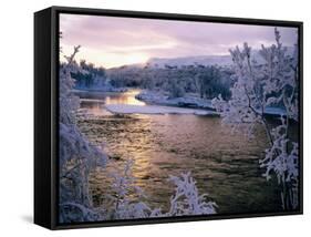 Snowy Riverscape, Vindelfjallen Nr, Umea, Sweden-Christer Fredriksson-Framed Stretched Canvas