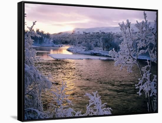 Snowy Riverscape, Vindelfjallen Nr, Umea, Sweden-Christer Fredriksson-Framed Stretched Canvas