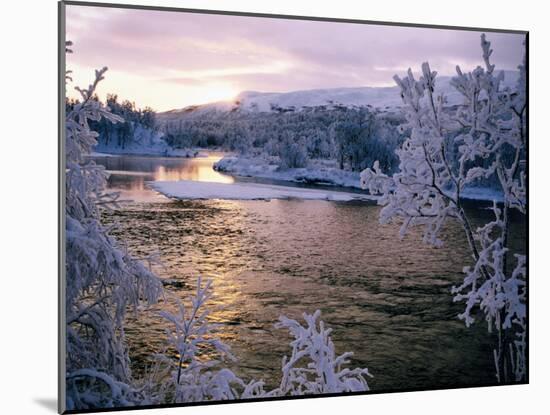 Snowy Riverscape, Vindelfjallen Nr, Umea, Sweden-Christer Fredriksson-Mounted Photographic Print