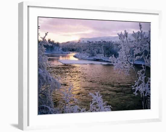 Snowy Riverscape, Vindelfjallen Nr, Umea, Sweden-Christer Fredriksson-Framed Photographic Print