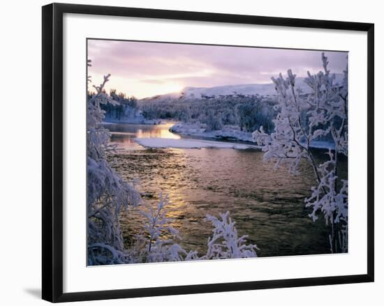Snowy Riverscape, Vindelfjallen Nr, Umea, Sweden-Christer Fredriksson-Framed Photographic Print