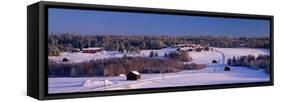 Snowy Rural Landscape Oestra Tavelsjoe Sweden-null-Framed Stretched Canvas