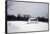 Snowy Scene in Sag Harbor NY b/w-null-Framed Stretched Canvas