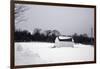 Snowy Scene in Sag Harbor NY b/w-null-Framed Photo