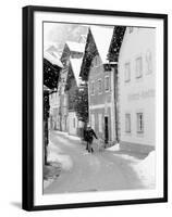 Snowy Street, Hallstat, Austria-Walter Bibikow-Framed Premium Photographic Print