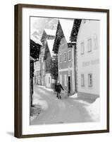 Snowy Street, Hallstat, Austria-Walter Bibikow-Framed Premium Photographic Print